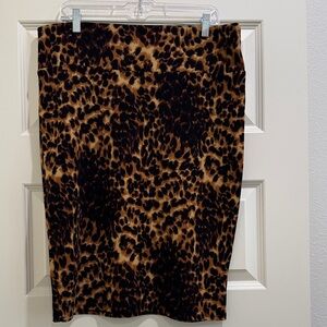 LuLaRoe Cassie Leopard Print Pencil Skirt — Brown and Black